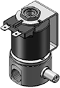 Technical drawing — MODEL 23 MANUAL OVERRIDE 3WNC EXHAUST TO ATMOSPHERE YOKE WITH SPADE TERMINALS