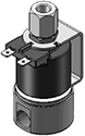 Technical drawing — MODEL 24 1/4-18 NPT 3-WAY NORMALLY OPEN YOKE WITH SPADE TERMINALS