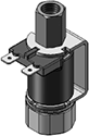 Technical drawing — MODEL 54 STUD MOUNT BODY 3WNO YOKE WITH SPADE TERMINALS