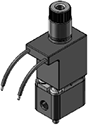 Technical drawing — MODEL 585 3-WAY DIRECTIONAL CONTROL MOLDED COIL WITH LEADS PLASTIC BODY WITH 10-32 PORTS