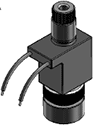 Technical drawing — MODEL 585 3-WAY DIRECTIONAL CONTROL PIPED EXHAUST MOLDED LEADS COIL STUD MANIFOLD MOUNT WITH STAINLESS STEEL BODY