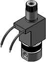 Technical drawing — MODEL L581 2WNO MOLDED LEAD STYLE COIL STAINLESS STEEL BODY WITH 10-32 PORTS
